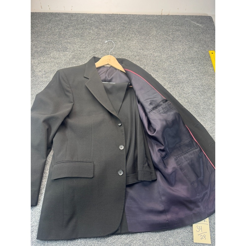 Vtg Academy Award Clothes Mens 40R Suit Black 2pc Tailored 31x27 Los Angeles